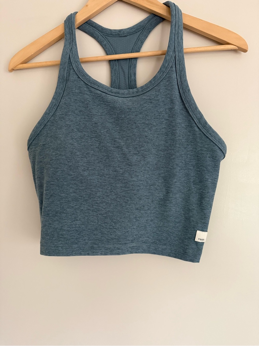 Women's Racerback Crop Tank Top - Heathered Slate Blue Vuori